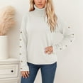 thumbnail image 4 of Pullover Sweaters for Women 2025 Long Sleeve Turtleneck Casual Button Plain Knitted Sweater Tops Fall Winter Outfits, 4 of 7