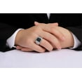 thumbnail image 3 of RYLOS Men's Rings 14K White Gold Ring With Diamonds and Black Onyx Set in Designer Nugget Style Rings For Men Size 8, 3 of 9