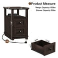 thumbnail image 3 of FAGAGA End Table for Living Room with 2 Drawers, Retro Sofa Side Table with Charging Station, Wooden Nightstand with Storage for Bedroom, Dorm, Office | Espresso, 3 of 10