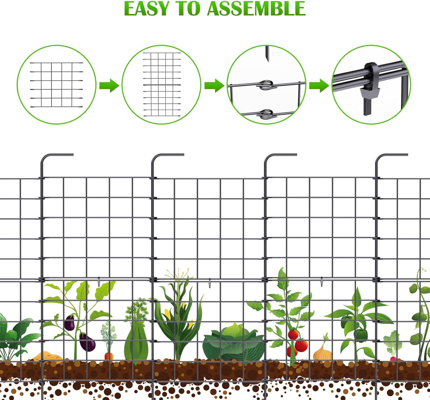 Pack Of 32 Outdoor Decorative Garden Fence, 24 x 11 Feet, Rustproof Metal Cladding, Wrought Iron Wire Edging, Patio Fence, Flower Beds, Segregation Segment Panels, Hedge Edging Decorative