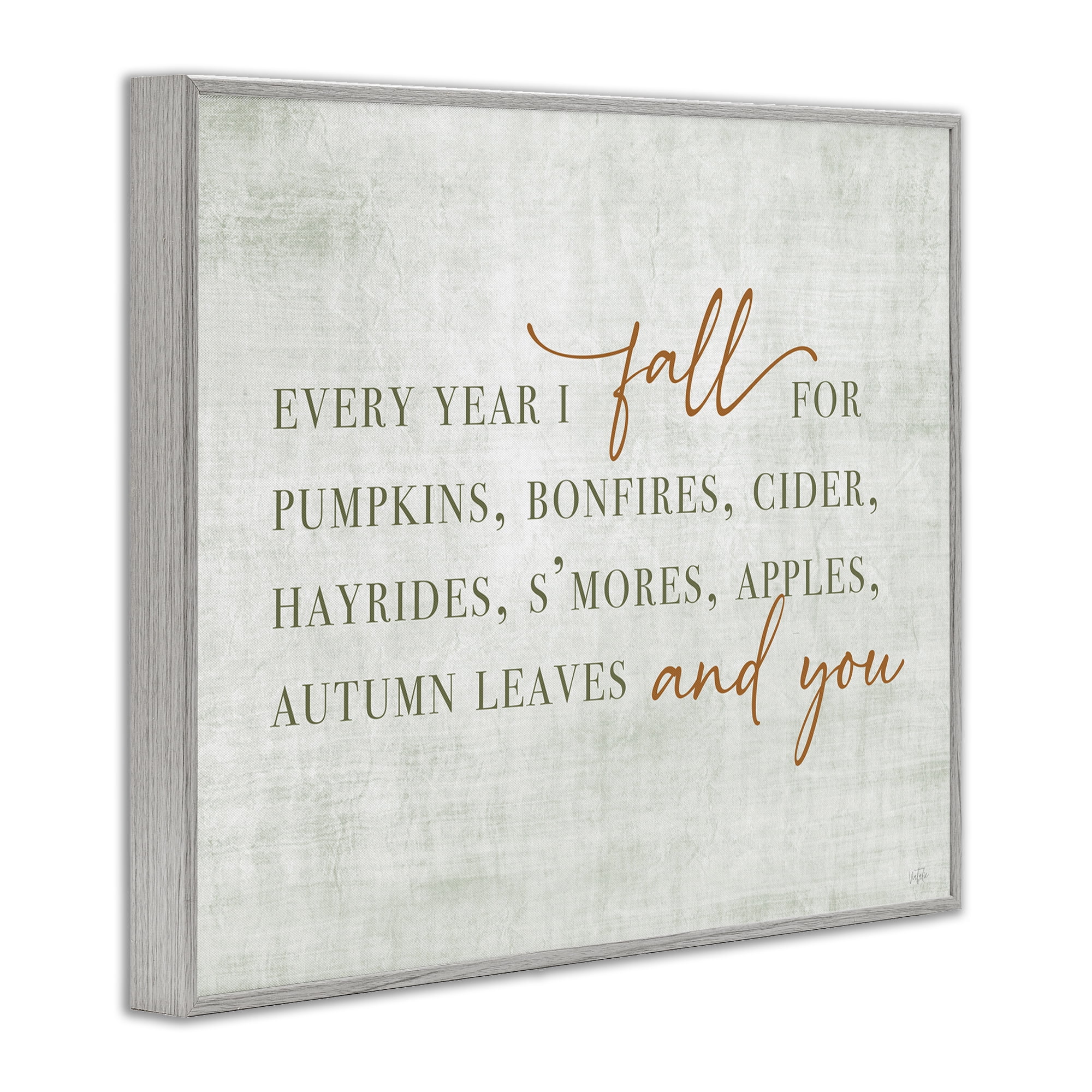 Stupell Industries Every Year Fall Phrase Typography Painting Gray Framed Art Print Wall Art, 30 x 24