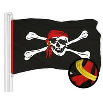 G128 Pirate Jolly Roger Red Head Scarf Flag | 2.5x4 Ft | ToughWeave Series Embroidered 300D Polyester | Novelty Flag, Embroidered Design, Indoor/Outdoor, Brass Grommets
