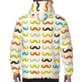 thumbnail image 3 of Bingfone Colorful Mustache Men's Drawstring Hoodie Long Sleeve Pocket Sweatshirts-XX-Large, 3 of 6