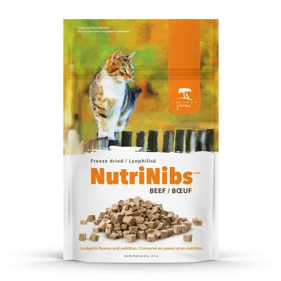Friandises pour chats au bœuf lyophilisé NutriNibs de Caledon Farms, 30 grammes