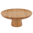 thumbnail image 4 of Plato alto y sencillo para frutas, de madera maciza, redondo, para tartas y frutas, color madera, 4 of 14