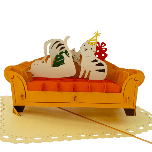 Pet Party 3D Pop Up Greeting Card for Birthday, Travel Gift, Handmade Laser Cut Greeting Card, Handcrafted Greeting Card for all Occasions, Congratulations, Birthday, Thank you, Baby, Anniversary