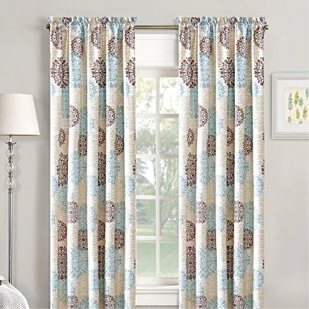 Peace Medallion - Home Soft Things Serenta Marina Medallion Printed Curtain 2 Piece Set, Dark GrayGranite, 60