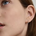 thumbnail image 2 of Skinny White Gold Plated 925 Sterling Silver Men Women Lightweight Iced Cz Thin Hoop Earrings, 2 of 5