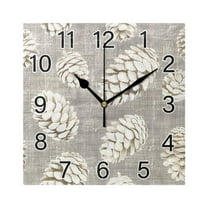 Ryvnso Pinecones Artistic Wall Clock Square Silent Non-Ticking Battery Operated 7.78"