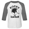thumbnail image 1 of Rocky Italian Stallion White Heather Adult Raglan Baseball T-Shirt, 1 of 2
