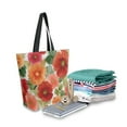 thumbnail image 2 of Open Top Canvas Tote Bag with Zipper Reusable Shopping Bag 13.5x15" Roomy Carryall Red and Orange Flowers, 2 of 9