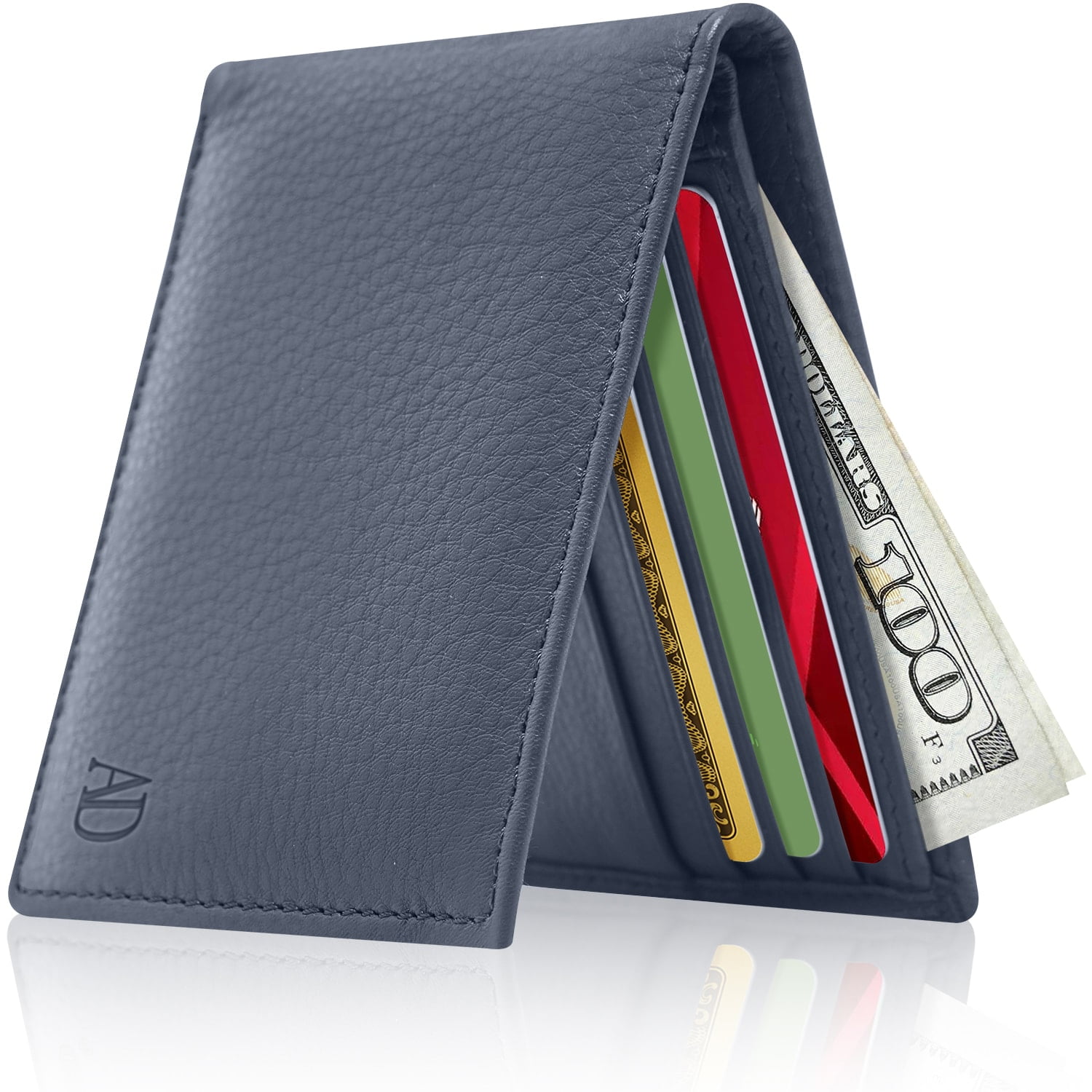 Slim Leather Bifold Wallets For Men - Minimalist Small Thin Mens Wallet 