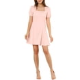 thumbnail image 2 of INSPIRE CHIC Women's Square Neck Puff Short Sleeve Elastic Cuff a Line Mini Dress Pink XS, 2 of 7