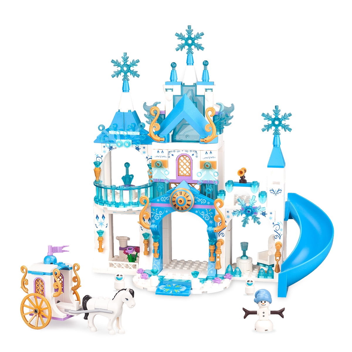 Girls Castle Building Blocks Toys for Girls 377 Pieces Ice Princess Blue Castle Construction Toys Set Snow Castle Building Bricks Toys for Kids Christmas Birthday Gift