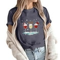 thumbnail image 4 of Odeerbi Christmas Shirts For Women Crewneck Tops Fashion Short Sleeve Printing Casual Blouse Dark Gray, 4 of 6