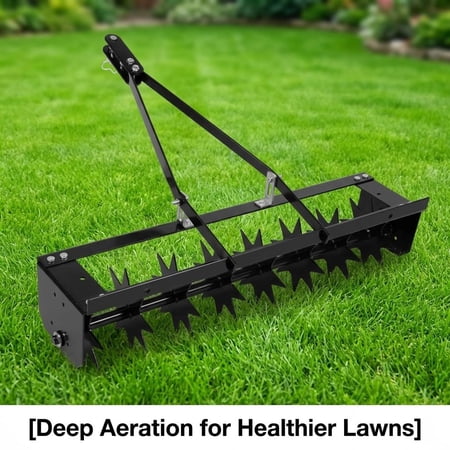 Aerator Lawn Tool 31 Inch Tow Behind, Heavy Duty Spike Aerator with 8 Star Tines and Universal Hitch, Pull Behind Soil Aerator for Garden Yard and Farm Tractor