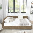 thumbnail image 6 of AOOWOW Queen Size Wood Daybed With 2 Drawers, Modern Elegant Velvet Upholstered Padded Grid Pattern Bed Frame With Spacious Under Bed Storage, No Box Spring Needed, Easy Assembly, brown, 6 of 12