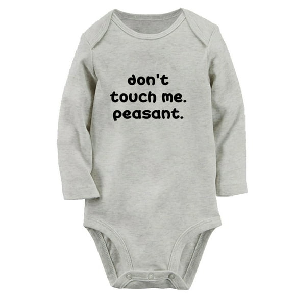 Don't Touch Me Peasant Funny Rompers, Newborn Baby Unisex Bodysuits, Infant Jumpsuits, Toddler 0-12 Months Kids Long Sleeves Oufits (Gray, 0-6 Months)