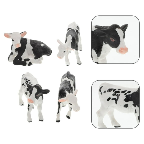 STRANDCHIC 4Pcs Simulation Cow Model Plastic Assorted Color Decorative Item For Cake Toppers
