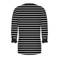 thumbnail image 6 of TKLPEHG 3/4 Length Sleeve Womens Tops Striped Round Neck Button Tunic Top Casual Three-quarter Sleeve Fashion T Shirts (Black,XXL), 6 of 7
