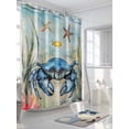thumbnail image 3 of Blue Crab Shower Curtain, Ocean Coral Starfish Fish Retro Waterproof Shower Curtain Set with 12 Hooks Lightweight Washable Fabric Shower Curtains for Bathroom 48x72 Inches, 3 of 6