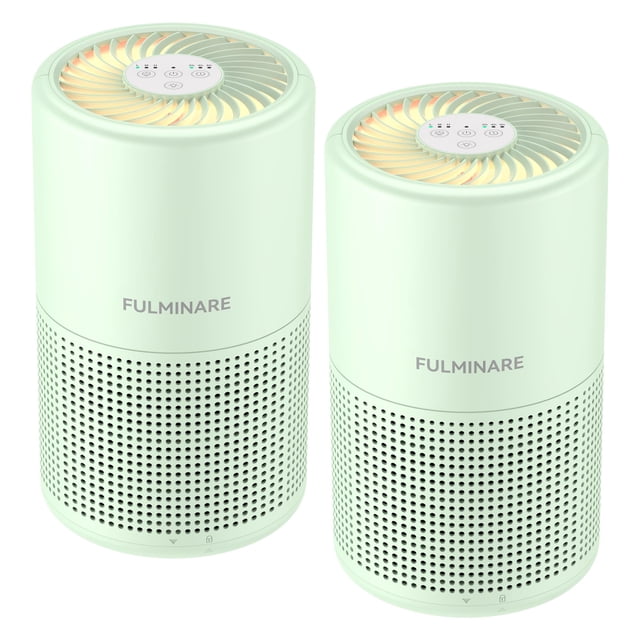 FULMINARE 2 Pack Air Purifiers for Home Bedroom H13 True HEPA Air Purifier, 3 Speeds, Timer, 24dB Quiet Air Cleaner With Night Li