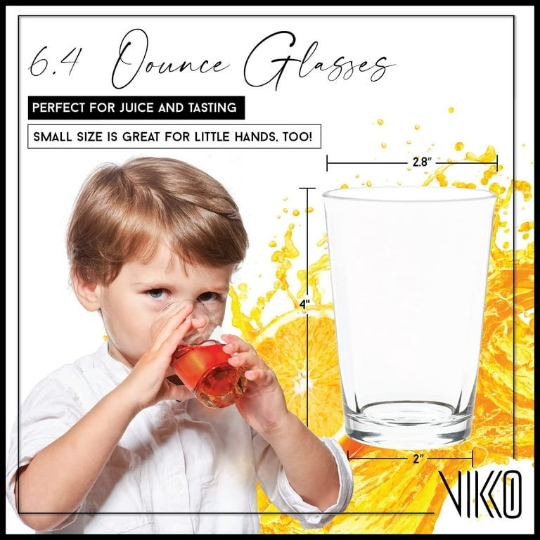 Vikko 6.4 Ounce Small Juice Glasses, Heavy Base Glassware, Cups for  Drinking Orange Juice, Water, Kids Glass Drinking Glasses for Tasting, 5 oz  Juice Glass, Set of 6 Clear Glass Tumblers 