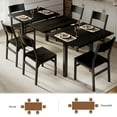 thumbnail image 3 of Virans 7-Piece Dining Table & Chairs Set for 4-6, 63" Extendable Kitchen Table with 6 Chairs, Dining Room Table with Metal Frame & MDF Board, Perfect for Small Space, Easy Assembly, Black, 3 of 8