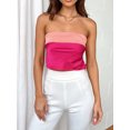 thumbnail image 3 of Biezeib Women Crop Satin Tube Tops Summer Contrast Color Cutout Back Bandeau Vest Backless Shirts for Streetwear, 3 of 6