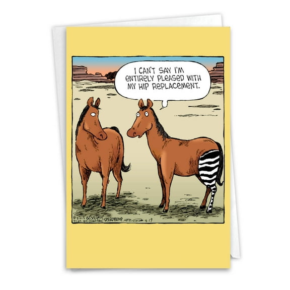 1 Funny Get Well Card with Envelope - Horse Hip Replacement C1770GWG