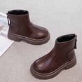 thumbnail image 5 of LYHao Girls For Kids Stylish And Warm Short Leather Booties For Autumn And Winter Cozy Lined Footwear Classic British Style For Young Girls ,Girls Boots Sizes 1.5 Brown(9.5-10 Years), 5 of 6