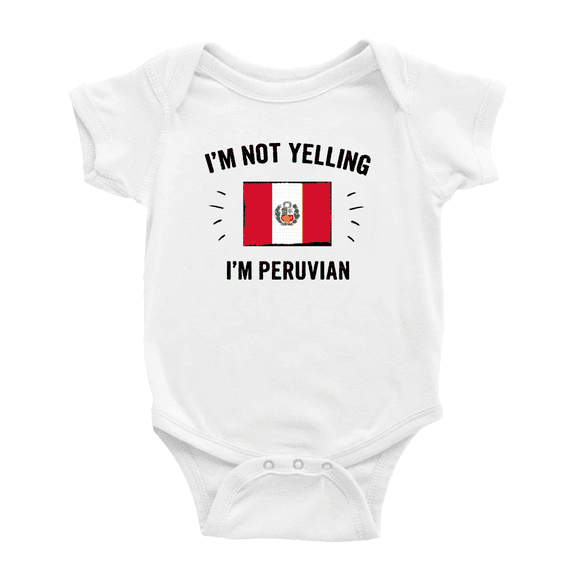 I'm Not Yelling, I'm Peruvian Cute Baby Jumpsuits (White, 18-24 Months)
