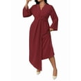 thumbnail image 2 of Wedding Guests Dresses Women Formal Maxi Dress Plus Size Twist Front V-Neck Wrap Cocktail Dress Evening Party Red XL, 2 of 8