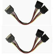 Copystars 2pcs SATA Male to 2 SATA Splitter Female Power Cable extension adapter wire