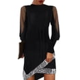 thumbnail image 4 of Lindreshi Fall Dresses for Women 2025 Homecoming Dresses Women Pullover Round-Neck Solid Color Lace Patchwork Long Sleeve Dress, 4 of 7