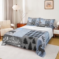 jejeloiu Outdoor Adventure Twin Sheet Sets,Jungle Animal Deer Bear Twin Fitted Sheet,Rustic Western Farmhouse Flat Sheet For Men Women,Microfiber Bedroom Decor,3pcs