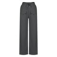 thumbnail image 4 of Nmnitkp Wide Leg Pants Woman Solid Color Pocket Button High Waisted Drawstring Casual Sports Straight Women's Pants Gray,M, 4 of 6