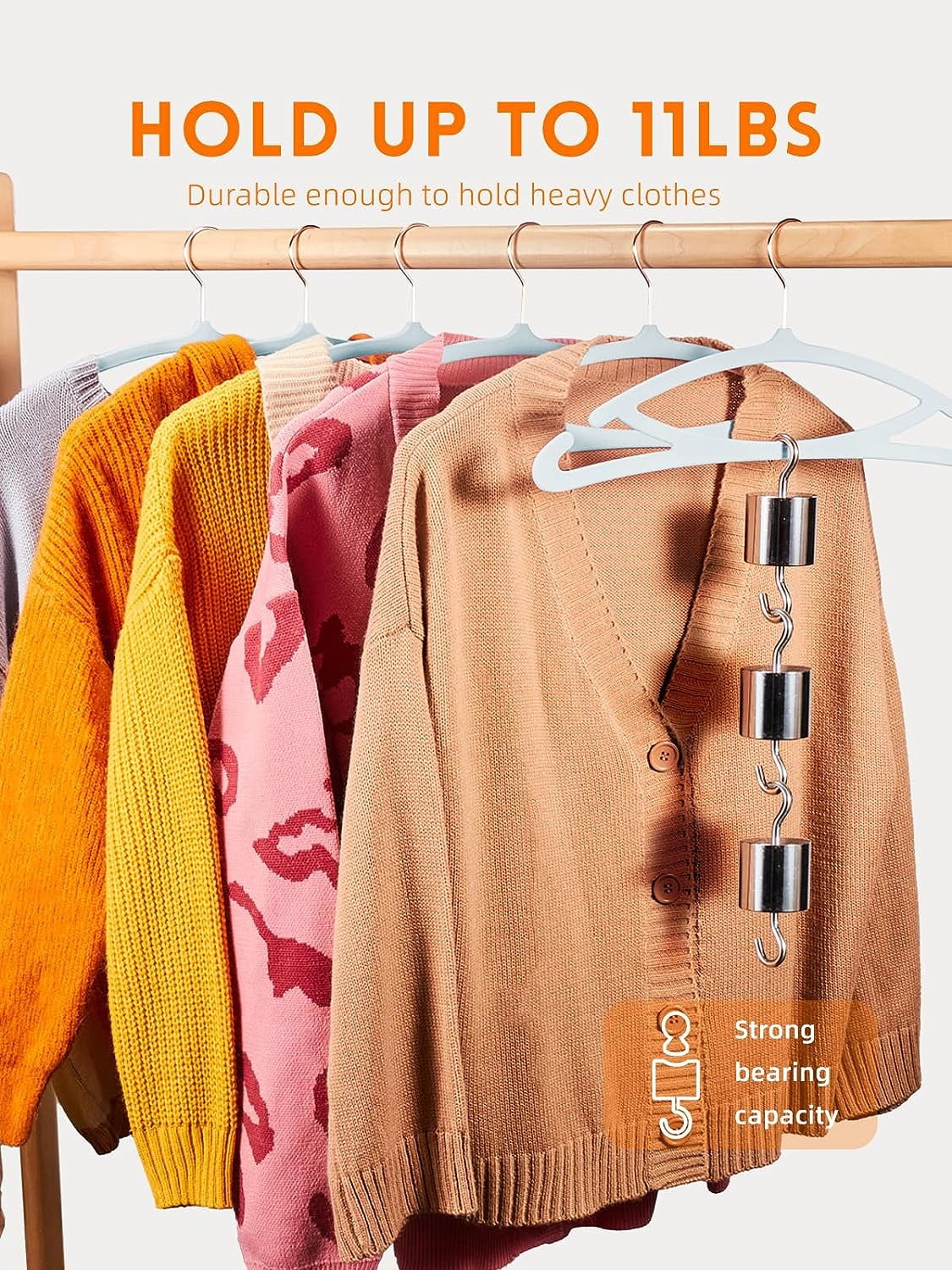 HOUSE DAY Blue Velvet Hangers 60 Pack, Luxury Felt Non-Slip Clothes Hangers
