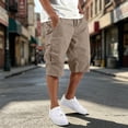 thumbnail image 2 of Men's Casual Cargo Shorts Casual Summer Hiking Shorts Bermuda Short with Pockets Chino Work Shorts with 6 Pockets Khaki L, 2 of 7