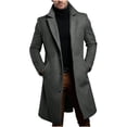 thumbnail image 2 of Purcolt Men's Mid Length Pea Coat with Notched Lapel, Single Breasted Button Front and Side Pockets, Tailored Long Sleeve Fall Winter Overcoat for Fall Winter Layering, 2 of 6