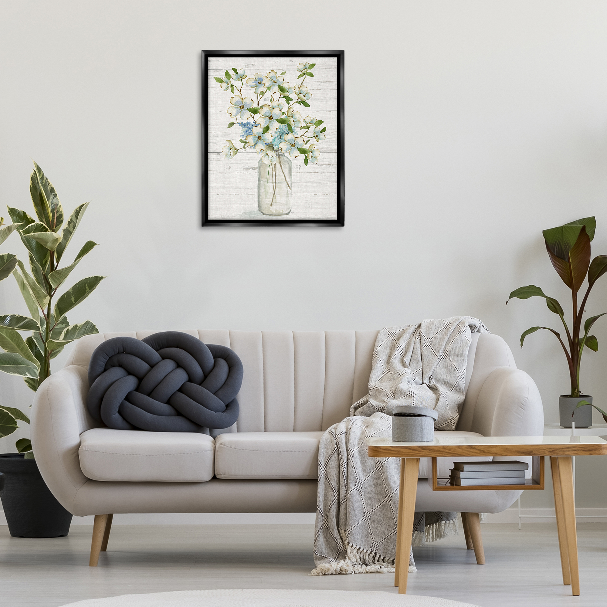 Stupell Industries Soft Dogwood Bouquet Botanical & Floral Painting Black Floater Framed Art Print Wall Art, 25 x 31