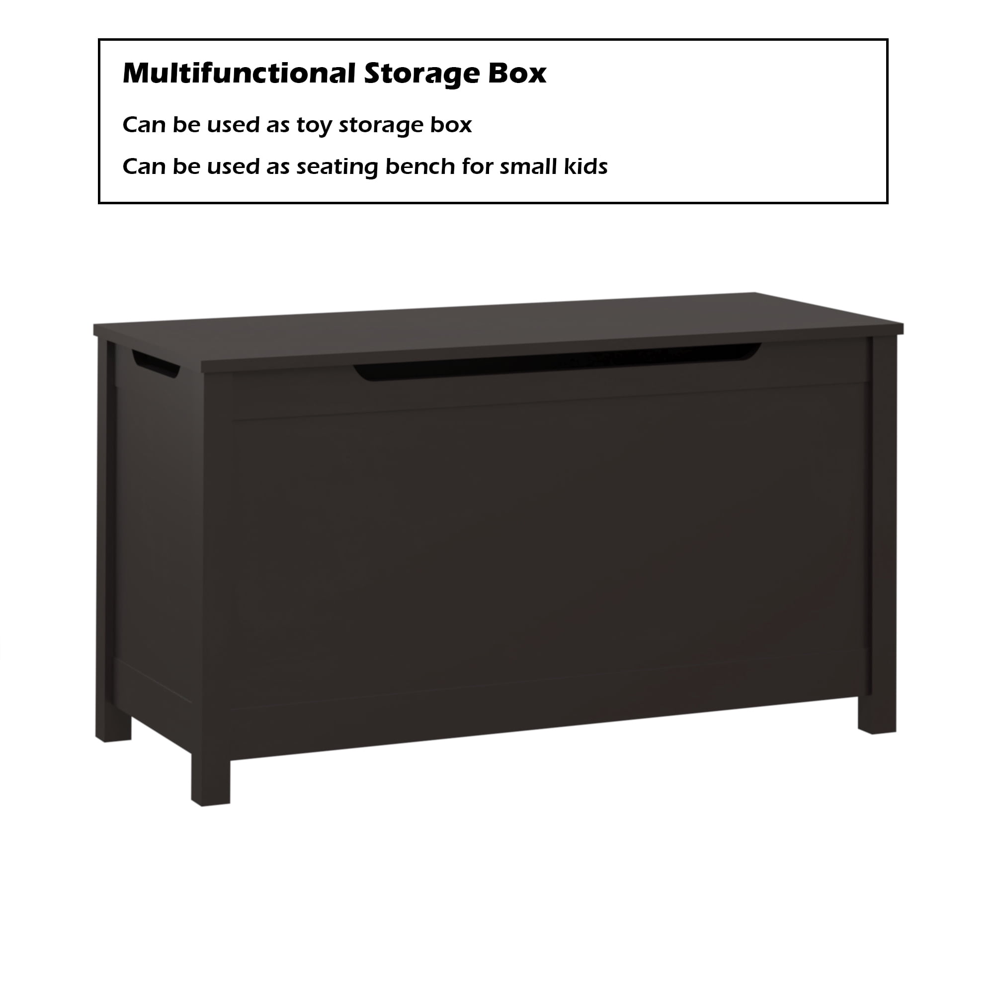 Bellemave Modern Kids Toy Storage Box with Safety Hinged Lid Wooden Storage Box Kids Sitting Bench Play room and Bedroom Storage Chest Toy Box for Children, Boys, Girls (Dark Brown)