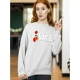 thumbnail image 2 of Gobble Thanksgiving Dinner Funny Turkey Face Crewneck Sweatshirt, 2XL, White, 2 of 6