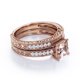 thumbnail image 3 of JeenMata Juego de Novia Estilo Eduardiano con Borde Milgrain de 1,5 ct de Morganita y Moissanita Talla Princesa Color Melocotón Rosado Pavé de 4 Puntas en Baño de Oro Rosa de 18 K sobre Plata, 3 of 6