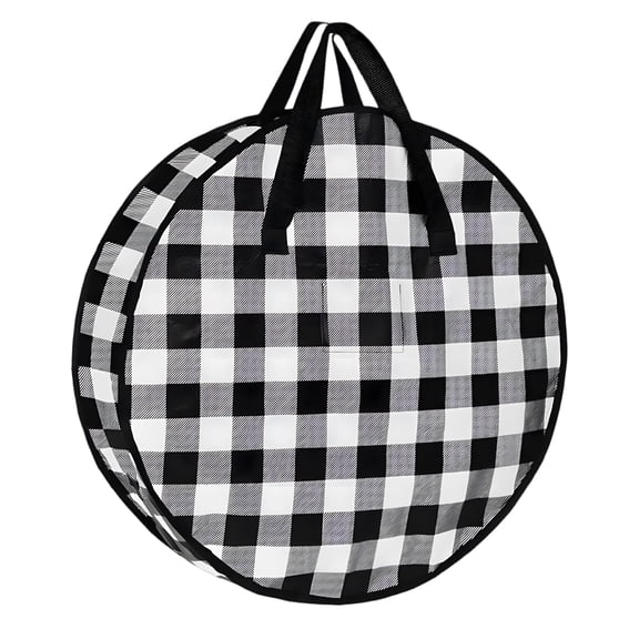 ACDANC Wreath Storage Container Checkered Double-Sided Hanging Ornament Storage ,24" Wreath Bag