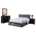 thumbnail image 2 of Transitional Style Grey Polyfiber 1pc Queen Size Bed Tufted Headboard Under Bed Storage Drawers Footboard Plywood Bedframe, 2 of 7