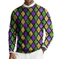 thumbnail image 3 of Havenx Knit Sweater for Men Crew Neck Funky Mardi Gras Printed Sweatshirts Long Sleeve Knit Dress Pullover Sweaters Fancy Mask Printed Carnival Holiday Party Lightweight Outfit,Army Green S, 3 of 6