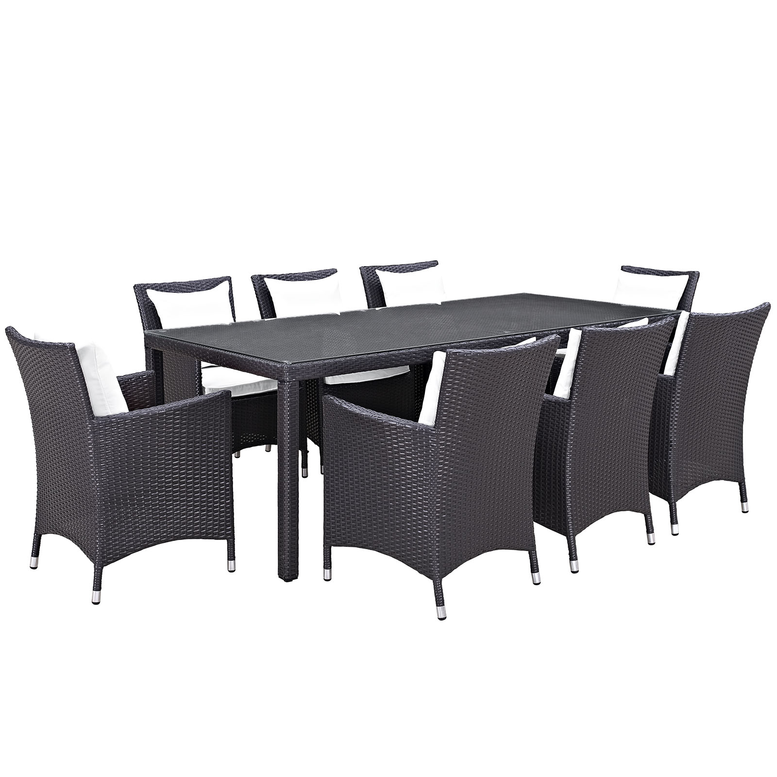 Modway Convene 9 Piece Outdoor Patio Dining Set in Espresso White - image 2 of 7
