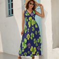 thumbnail image 4 of Clover Floral Pattern Womens Night Club Maxi Dress V Neck Sleeveless Bohemia Long Dresses, 4 of 9