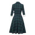 thumbnail image 4 of Pompotops Femmes Rétro Bandage Impression de Seau Trois Quarts Manches Col Cranté Fermeture Éclair Robe Vintage, 4 of 8